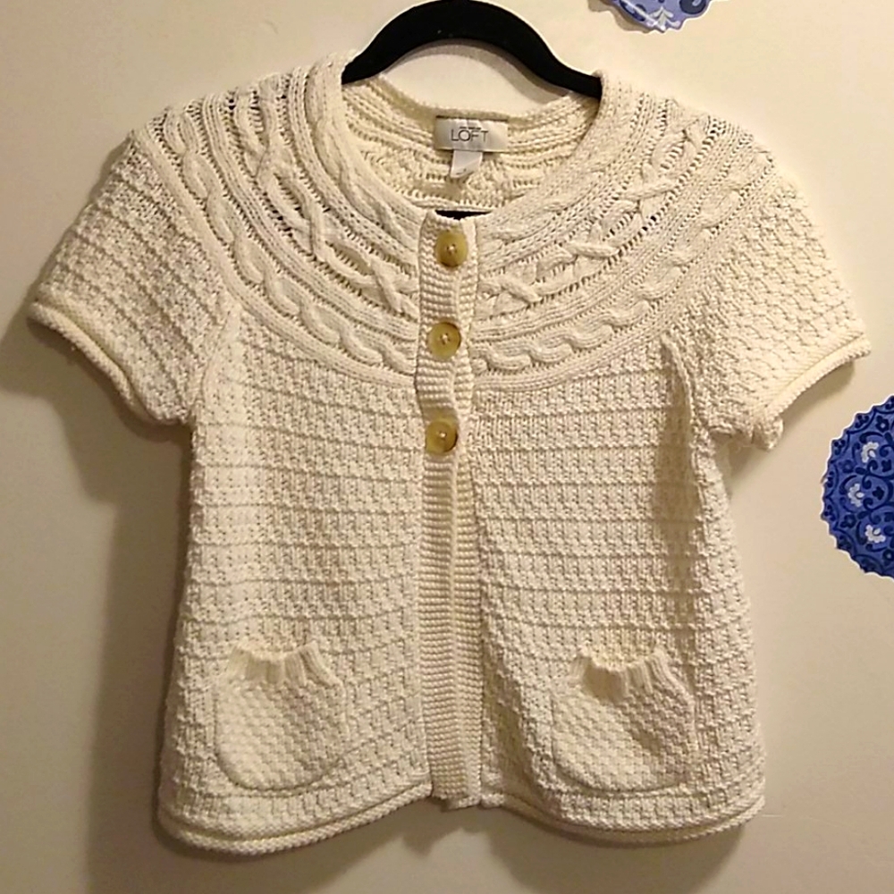 Knit Short Sleeve Sweater | Loft | Sz. S